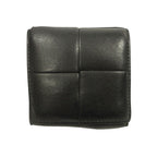 Bottega Veneta Cassette Maxi Intrecciato Coin Purse Wallet Leather Black