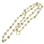 Chanel Long Necklace Rhinestone Faux Pearl Pendant White Gold Plated — view 2