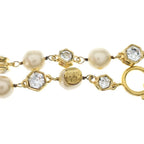Chanel Long Necklace Rhinestone Faux Pearl Pendant White Gold Plated — view 5