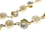 Chanel Long Necklace Rhinestone Faux Pearl Pendant White Gold Plated — view 4