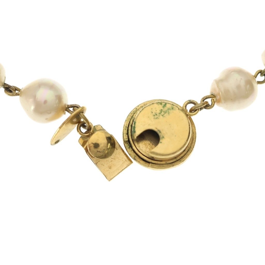 Chanel Vintage Faux Pearl Long Pendant Chain White Gold — view 5