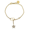 Dior Petit CD Star Motif Rhinestone Bracelet Gold Chain