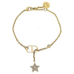 Dior Petit CD Star Motif Rhinestone Bracelet Gold Chain