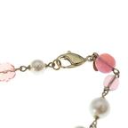 Chanel CC Logo Color Stone Faux Pearl Necklace Pink Gold — view 4