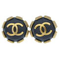 Chanel CC Logo Earrings Black Gold