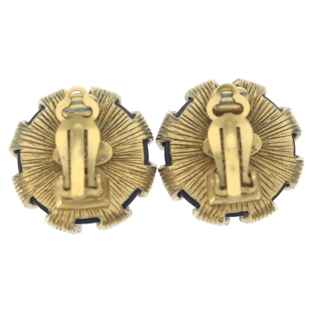Chanel CC Logo Earrings Black Gold — view 2