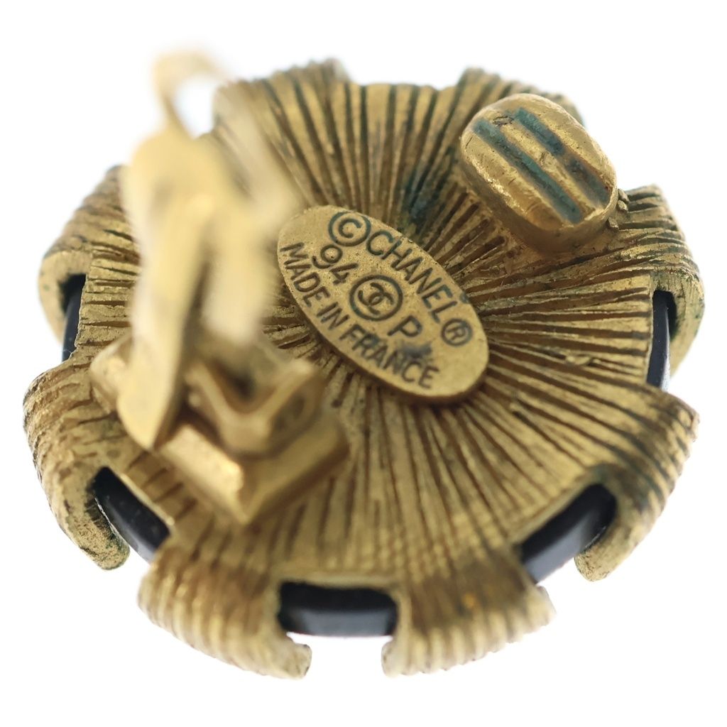 Chanel CC Logo Earrings Black Gold — view 6