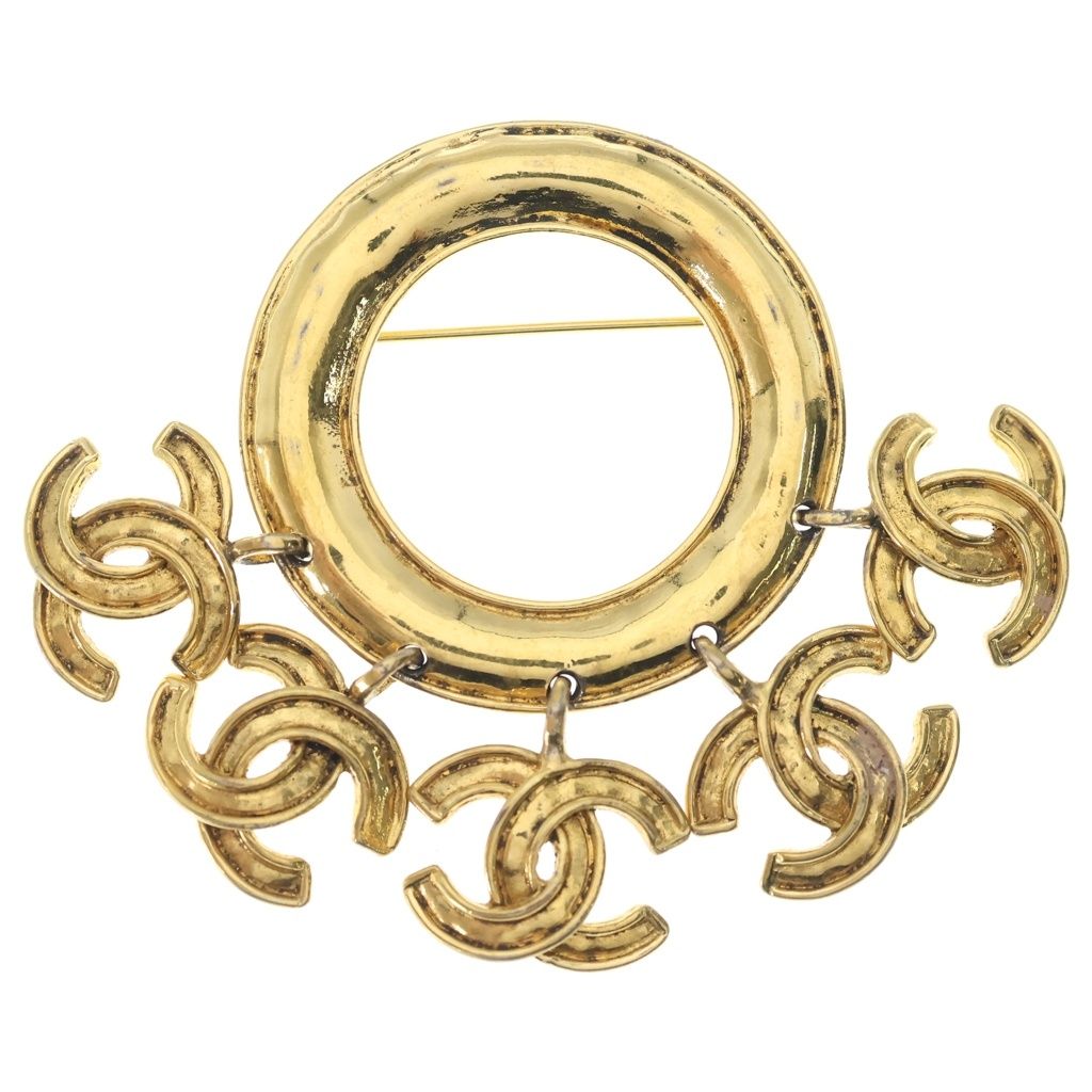 Chanel CC Logo Brooch Pin Badge Gold