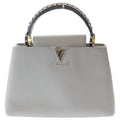Louis Vuitton Capucines PM 2-Way Shoulder Bag Gray Taurillon Leather Gold