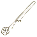 Chanel Camellia Rhinestone Faux Pearl Pendant Chain Gold — view 2