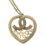 Chanel CC Logo Rhinestone Heart Pendant Chain Gold Black — view 5
