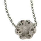 Chanel Camellia Rhinestone CC Logo Pendant Chain Silver — view 5
