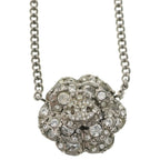 Chanel Camellia Rhinestone CC Logo Pendant Chain Silver — view 3