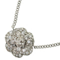 Chanel Camellia Rhinestone CC Logo Pendant Chain Silver
