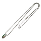 Bottega Veneta Green Stone Pendant Snake Chain Silver — view 2
