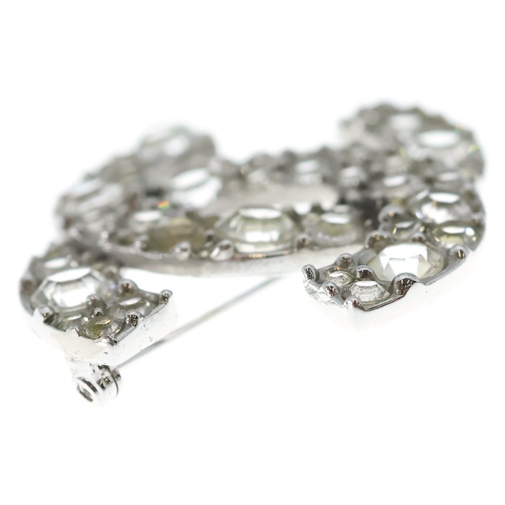 Chanel CC Logo Rhinestone Brooch Pin Badge Silver — view 3