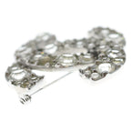 Chanel CC Logo Rhinestone Brooch Pin Badge Silver — view 3