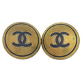Chanel CC Logo Round Earrings Gold