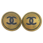 Chanel CC Logo Round Earrings Gold