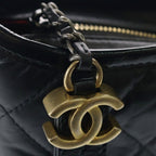 Chanel Gabriel de Small Shoulder Bag Black Leather Silver Gold — view 6