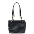 Chanel Quilted Lambskin Leather Cocobol Chain Tote Gold Black