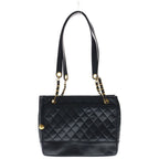 Chanel Quilted Lambskin Leather Cocobol Chain Tote Gold Black