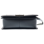 Chanel Boy 25 Caviar Leather Chain Shoulder Bag Silver Black Plate — view 4