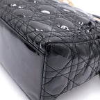Dior Lady 2-Way Shoulder Bag Black Patent Leather Gold — view 6