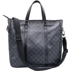 Louis Vuitton Damier Graphite Tadao Shoulder Bag Tote Black Leather Silver — view 2