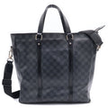 Louis Vuitton Damier Graphite Tadao Shoulder Bag Tote Black Leather Silver