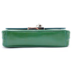 Prada Saffiano Shoulder Bag Chain Green Blue Patent Leather Silver — view 4
