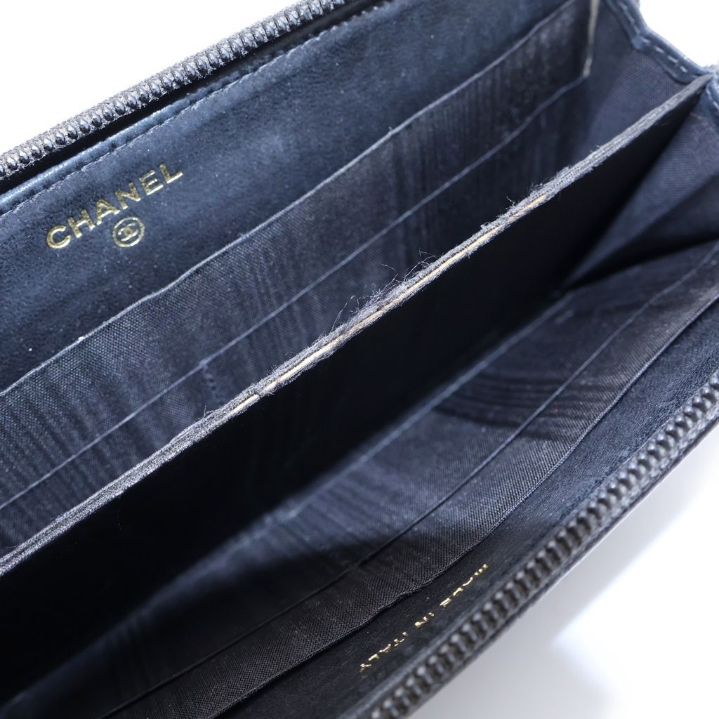 Chanel Round Wallet Card Case Black Caviar Leather Gold — view 4