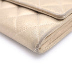 Chanel Quilted Wallet Card Case Goatskin Champagne Gold Silver — view 5