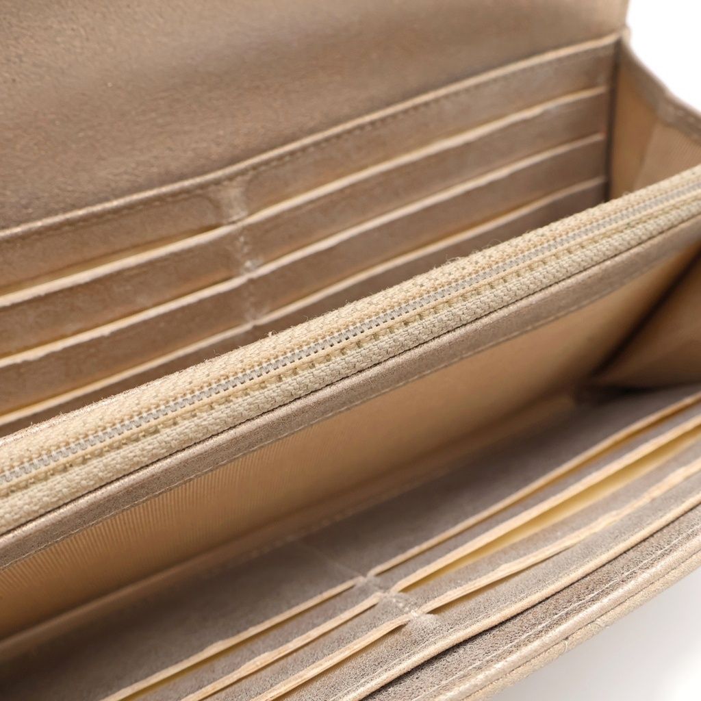 Chanel Quilted Wallet Card Case Goatskin Champagne Gold Silver — view 4