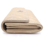 Chanel Quilted Wallet Card Case Goatskin Champagne Gold Silver — view 3