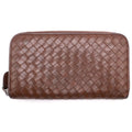 Bottega Veneta Intrecciato Round Zip Wallet Brown