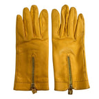Hermes Cadena Zip Leather Gloves 7 Yellow — view 2