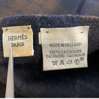 Hermes Check Cashmere 100% Fringe Scarf Brown Navy — view 4
