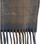 Hermes Check Cashmere 100% Fringe Scarf Brown Navy — view 2