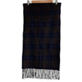 Hermes Check Cashmere 100% Fringe Scarf Brown Navy
