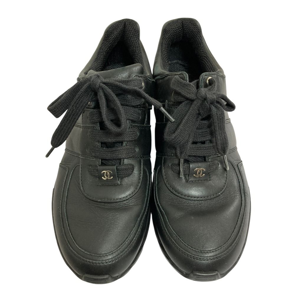 Chanel Tweed Leather Sneakers 38 Black — view 2