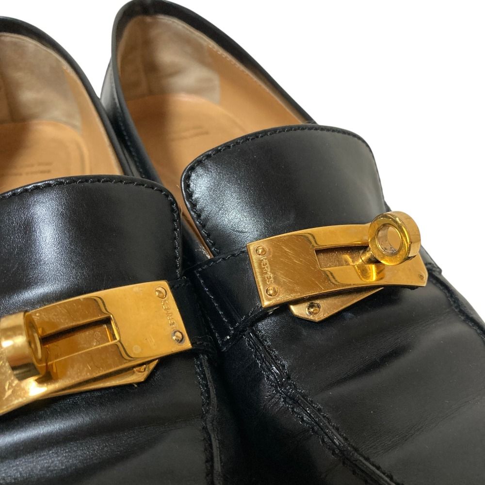 Hermes Box Calf Kelly Loafers Shoes 35 22.5 cm Black — view 9
