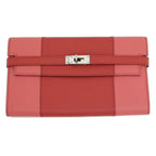 Hermes Kelly Wallet Flag Coral Corail Flamingo Pink Leather Long