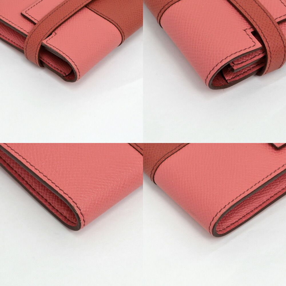 Hermes Kelly Wallet Flag Coral Corail Flamingo Pink Leather Long — view 5