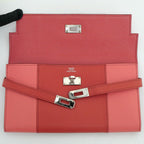 Hermes Kelly Wallet Flag Coral Corail Flamingo Pink Leather Long — view 6