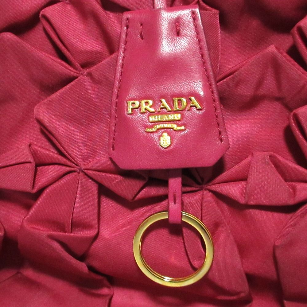 Prada Nylon Frill Gather Handbag Pink — view 8