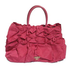 Prada Nylon Frill Gather Handbag Pink