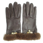 Hermes Princess Kelly Leather Gloves Mink 7 Dark Brown — view 2