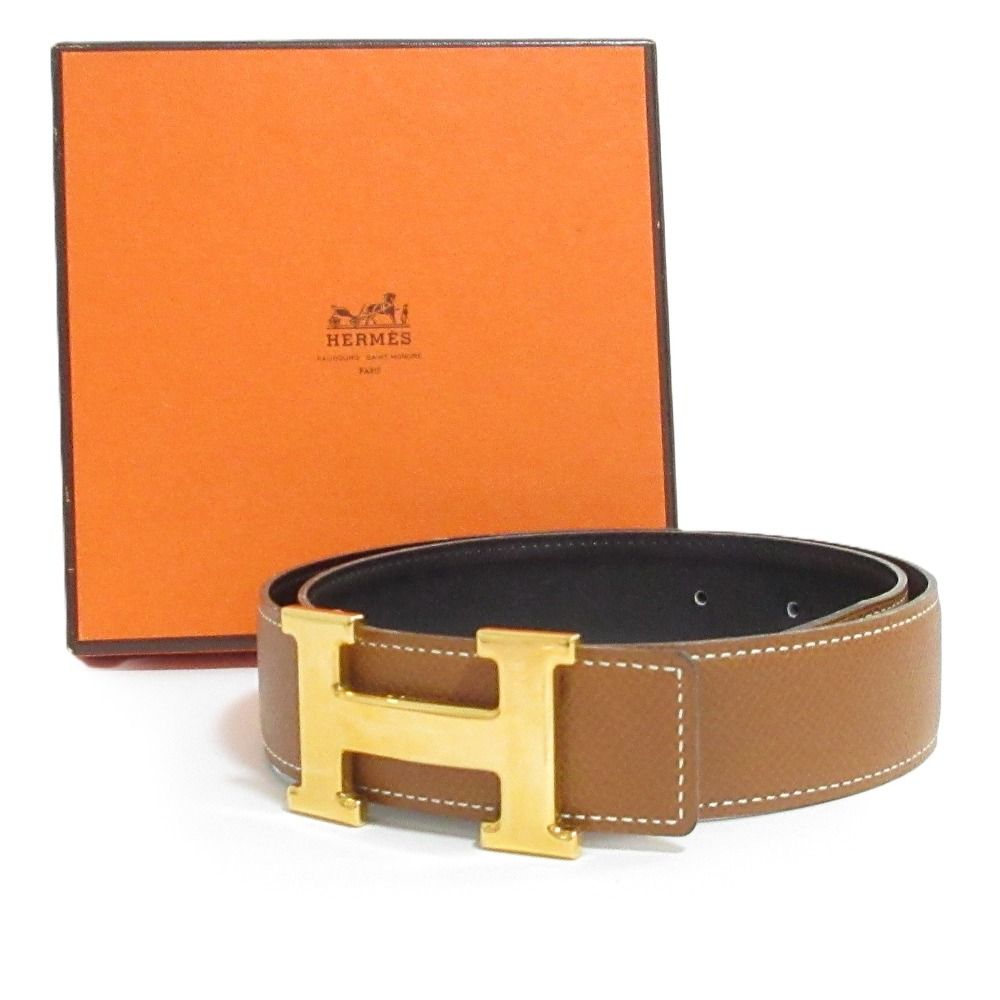 Hermes Buckle Constance Reversible Leather Belt 65 Brown Black