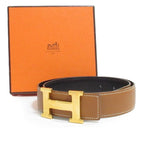 Hermes Buckle Constance Reversible Leather Belt 65 Brown Black